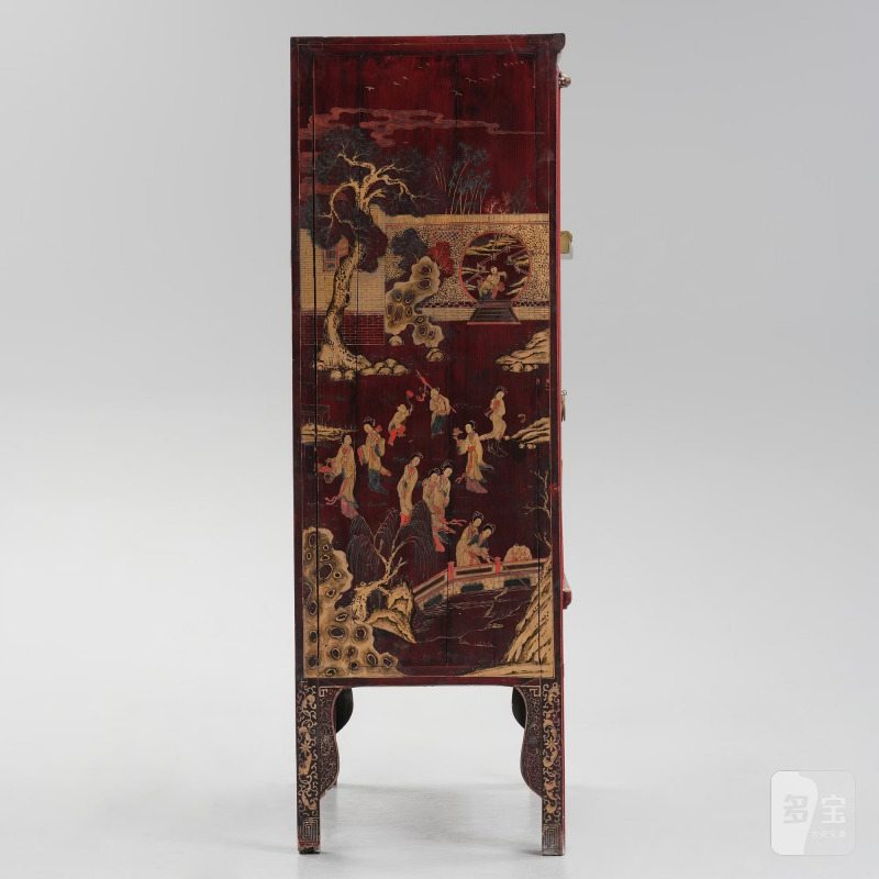 A large painted and gilt-decorated and red lacquer cabinet, - 图6